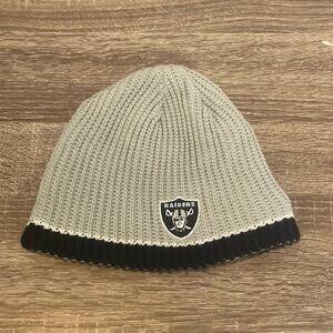 Vintage Reebok Oakland Raiders Youth Beanie Hat NFL Black Unisex